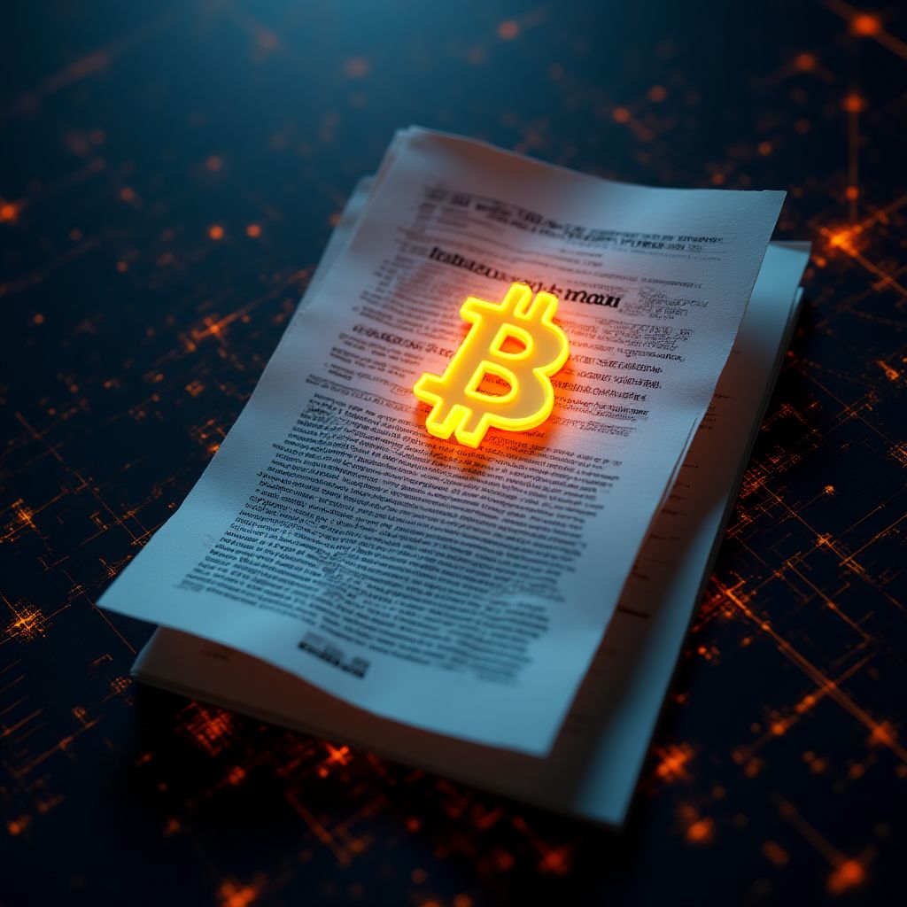 Representación del whitepaper original de Bitcoin