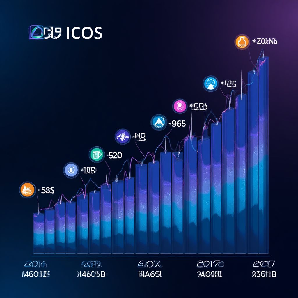 Gráfico mostrando el auge de las ICOs en 2017